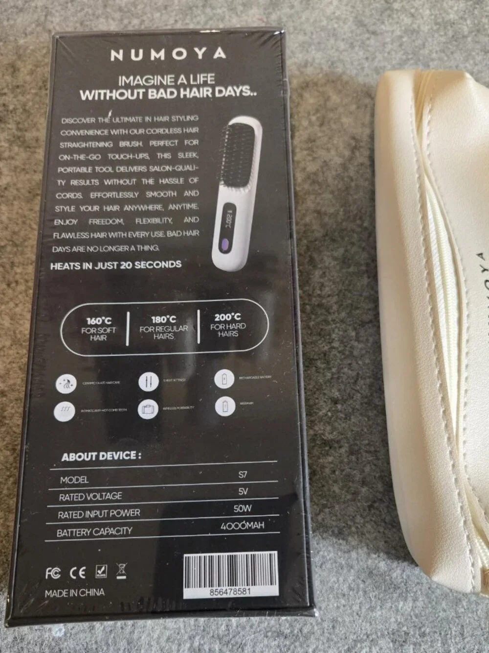 Numoya GoBrush Pro Cordless Hair Straightening Brush Model S7 Brand New